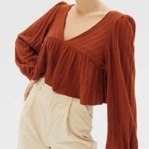 Urban Outfitters Rust Long-sleeve Blouse